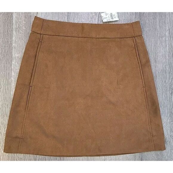 J. CREW Faux-Suede Mini Skirt Women's Size‎ 4 Walnut WX4172 - Picture 1 of 3